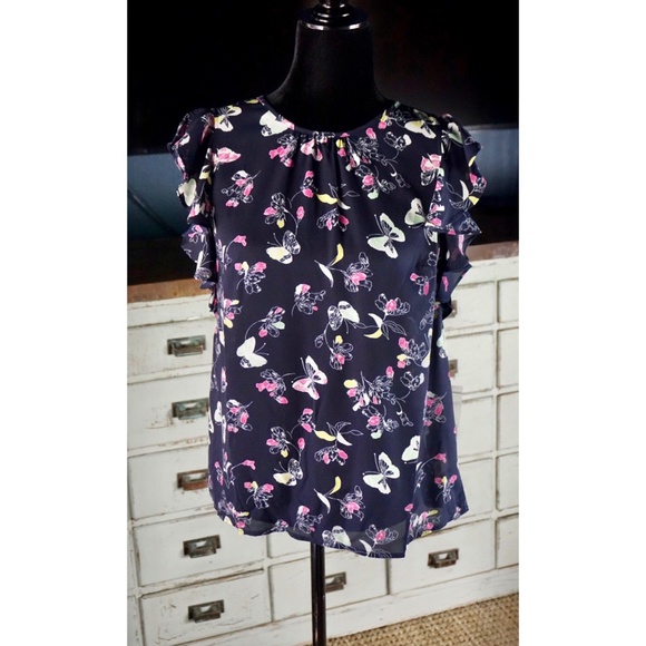 Modcloth Equal Reaction Butterfly Ruffle Top New S - Picture 4 of 9
